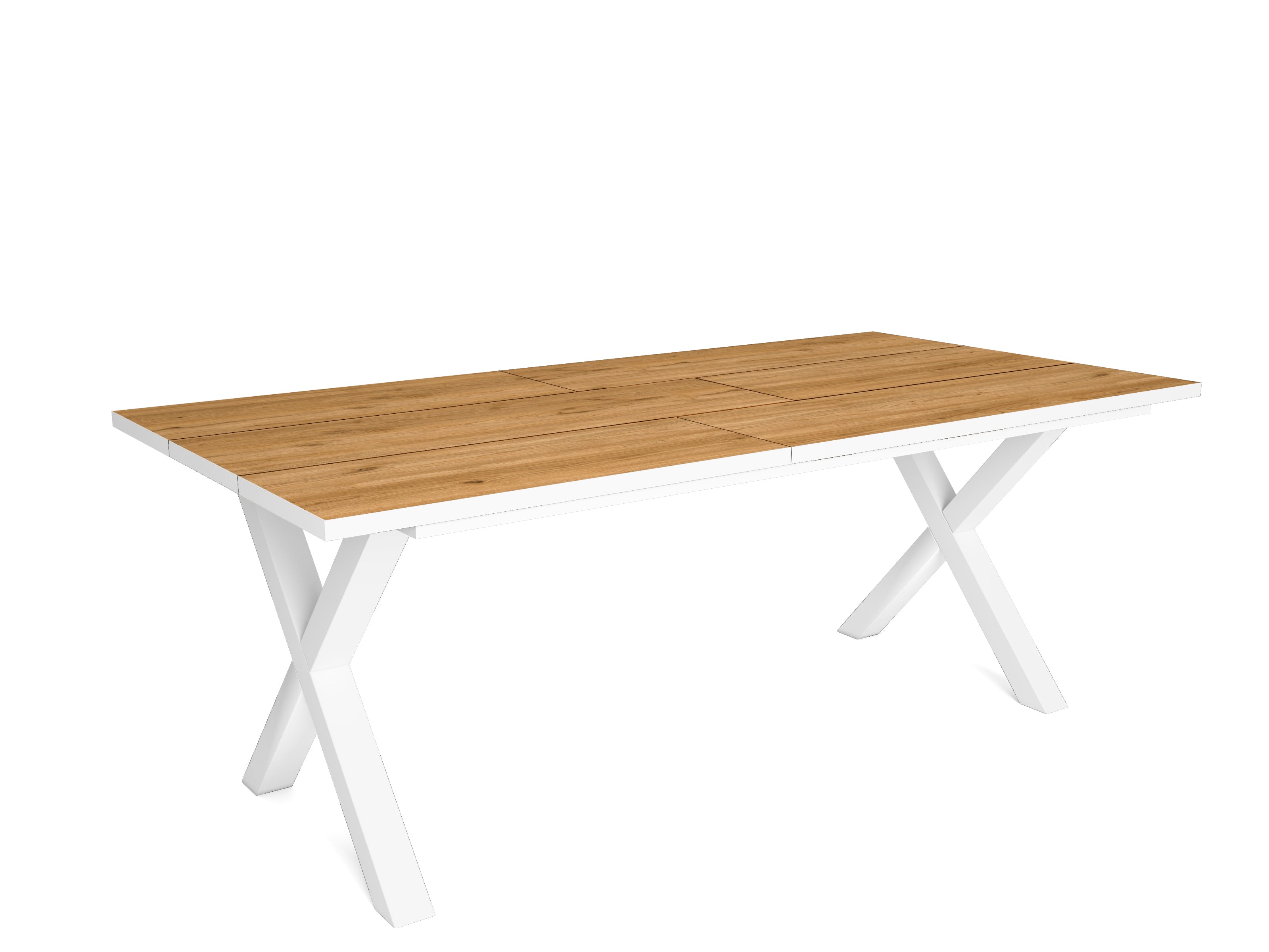 Tavolo da pranzo 10 posti 194x90 cm con gambe in legno a X stile moderno colore Rovere e Bianco