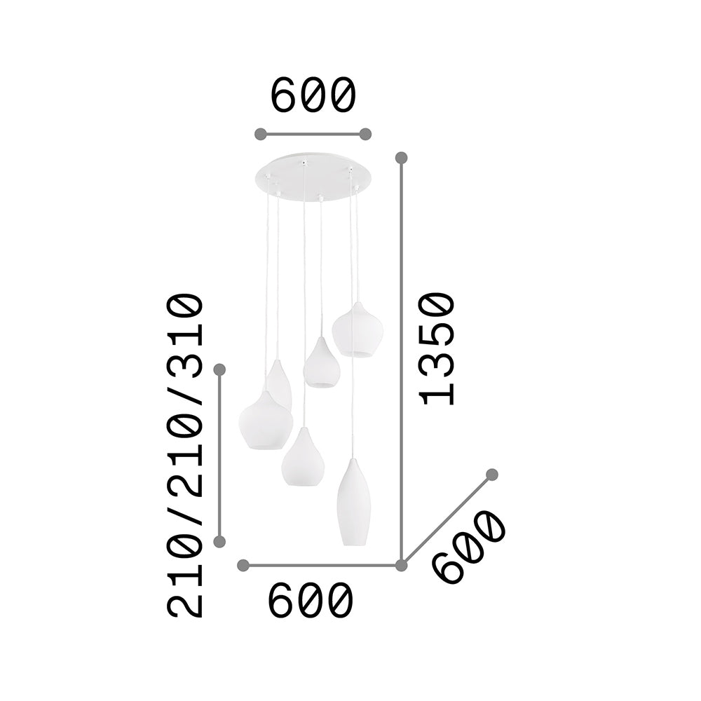 Sospensione Moderna Soft Metallo Fumè 6 Luci E14