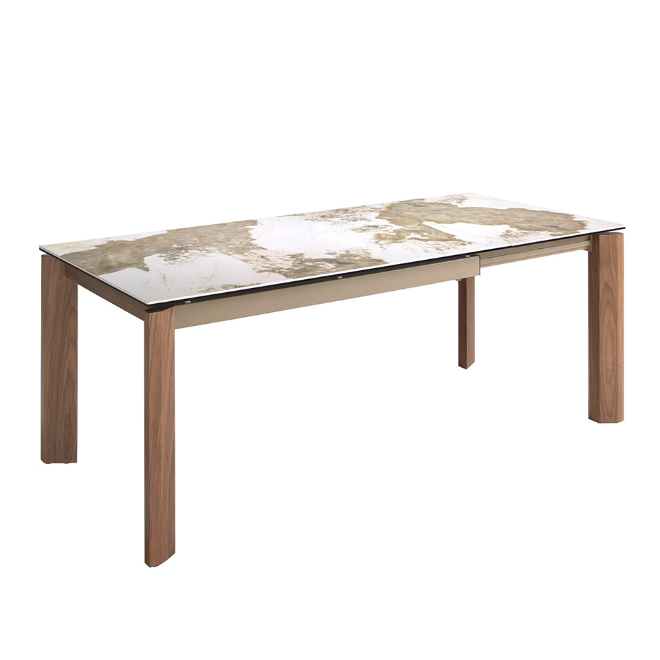 Tavolo da pranzo 140 x 90 x 76 cm allungabile rettangolare porcellanato bianco e terra