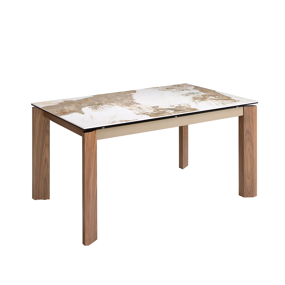 Tavolo da pranzo 140 x 90 x 76 cm allungabile rettangolare porcellanato bianco e terra