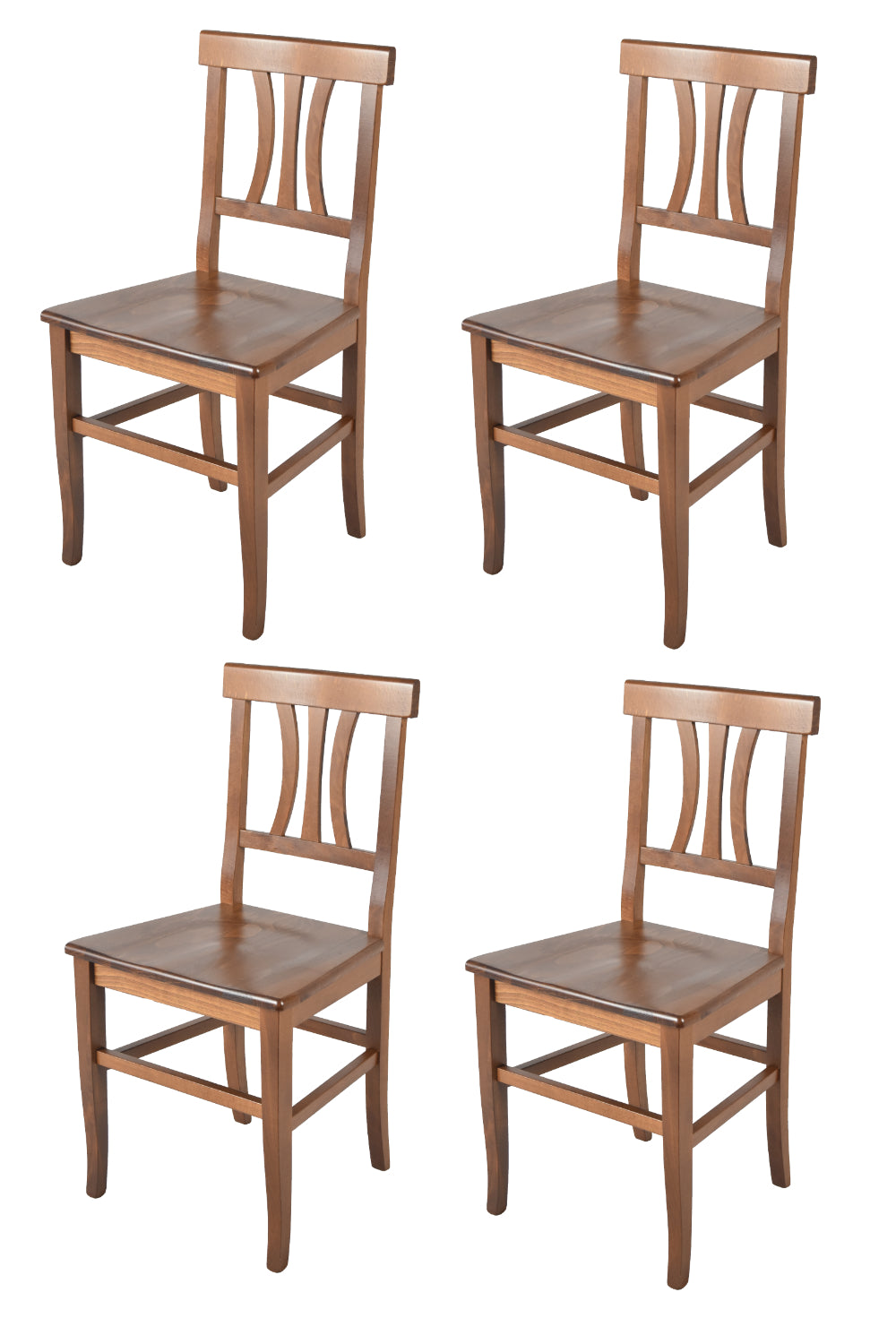 Set 4 Sedie modello Artemisia Tommychairs, robusta struttura in legno di faggio color noce chiaro e seduta in legno