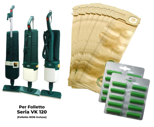 Kit Ricambi 16 Sacchetti 20 Profumini Compatibili Folletto Serie VK120-121-122