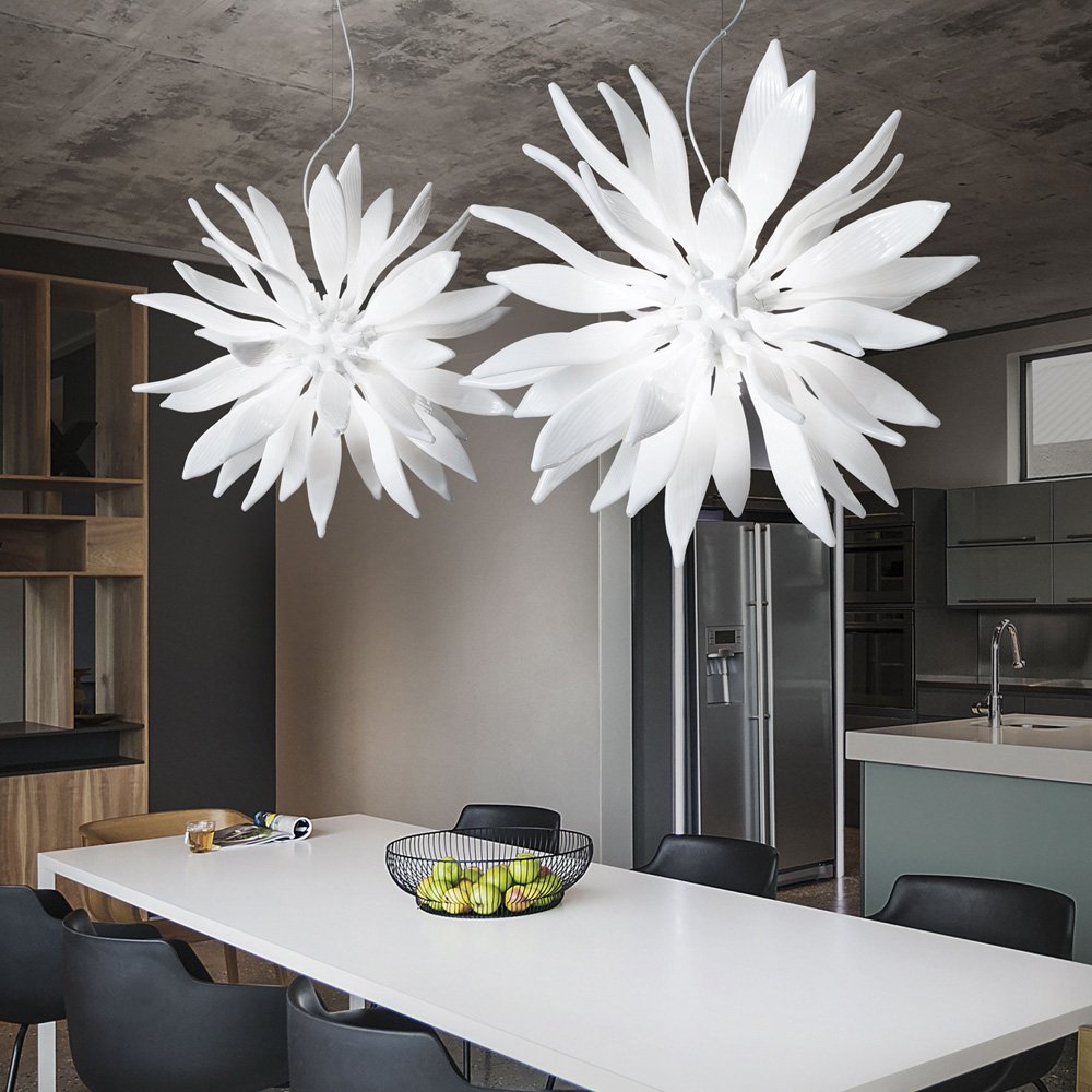 Sospensione Contemporanea Leaves Metallo Bianco 12 Luci G9 3W 3000K Luce Calda