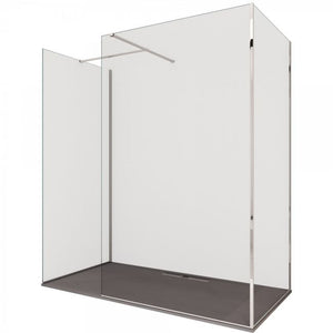 Parete doccia Walk-In in Cristallo 8mm tre lati trasparente - Misura: 90 x 120 x 90 x h195