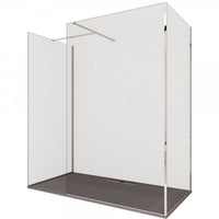 Parete doccia Walk-In in Cristallo 8mm tre lati trasparente - Misura: 80 x 140 x 80 xh195