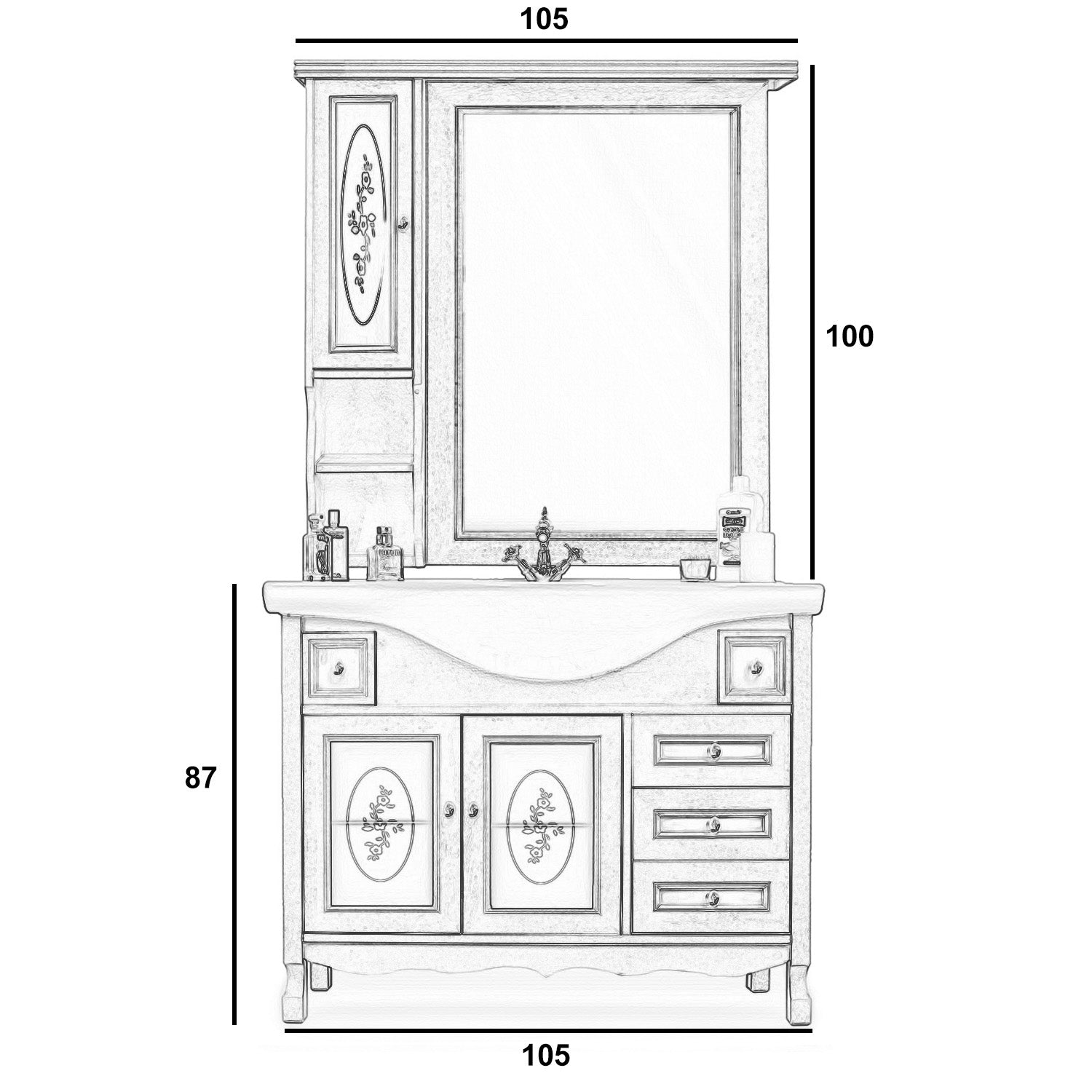 Completo 105 arredo bagno classico noce