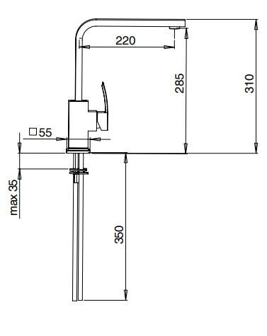 Miscelatore monocomando lavello Linea Marte