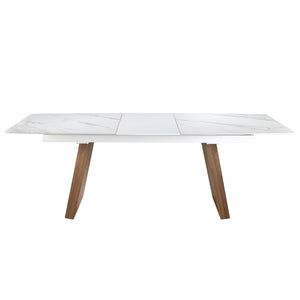 Tavolo da pranzo 180 x 90 x 76 cm allungabile ovale porcellanato e gambe in noce