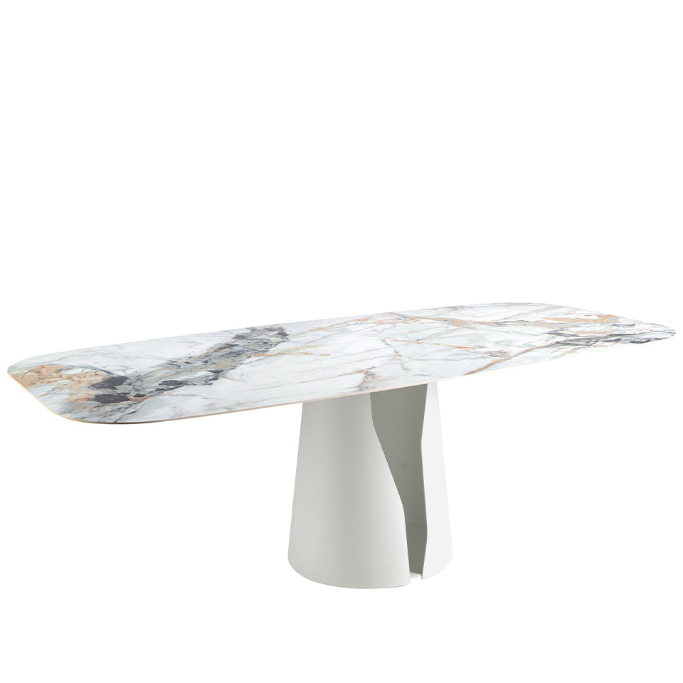 Tavolo da pranzo barile ovale 240 x 110 x 76 cm in marmo porcellanato