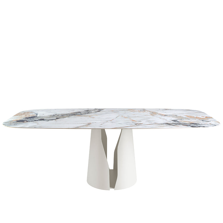 Tavolo da pranzo barile ovale 240 x 110 x 76 cm in marmo porcellanato