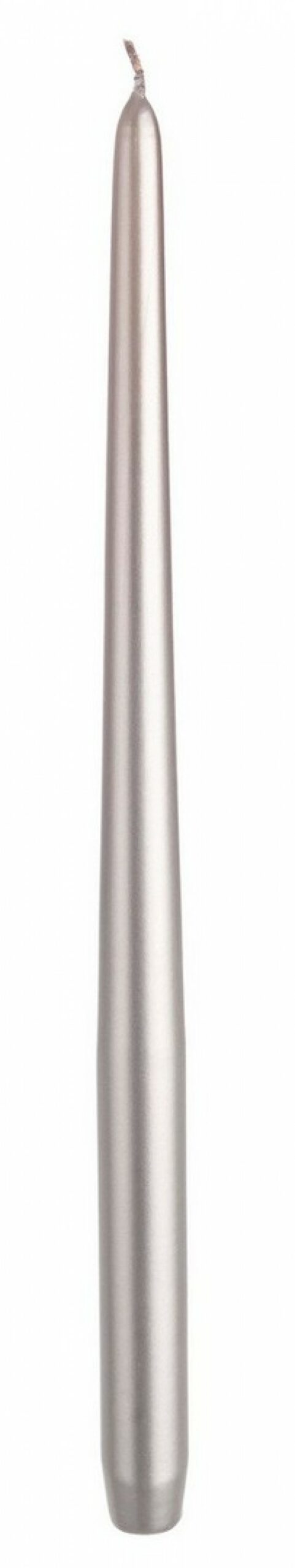 Candela Basic Conica Argento, Altezza 40cm (6 Pezzi)