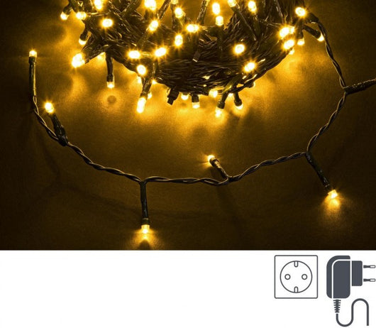 Luci Natale 100 LED Classic, Filo Verde 5mm, IP44 (12 Pezzi)