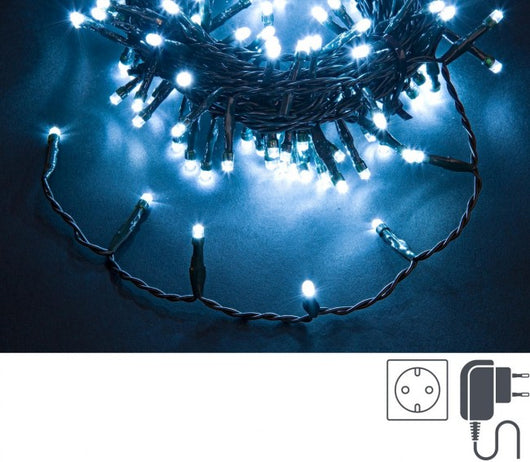 Luci Natale 180 LED Bianco, Filo Verde 5mm, IP44 (12 Pezzi)