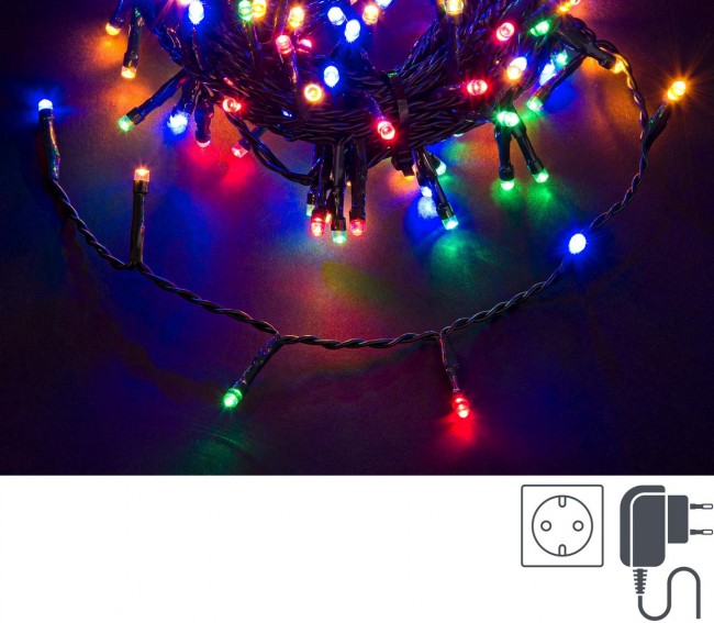 Luci Natale 300 LED Multicolore, Filo Verde 5mm, IP44 (12 Pezzi)