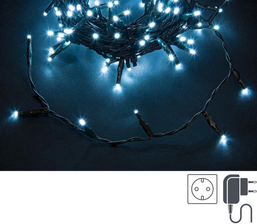 Luci Natale 180 LED Bianco, Filo Verde 3mm, IP44 (12 Pezzi)