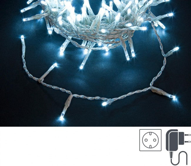 Luci Natale 300 LED Bianco, Filo Trasparente 3mm, IP44 (12 Pezzi)