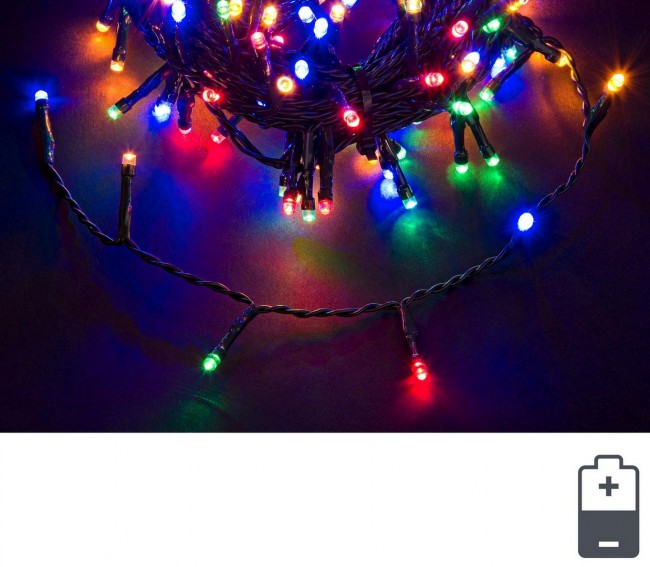 Luci Natale 48 LED Multicolore, Filo Verde 5mm, Bluetooth, IP44 (24 Pezzi)