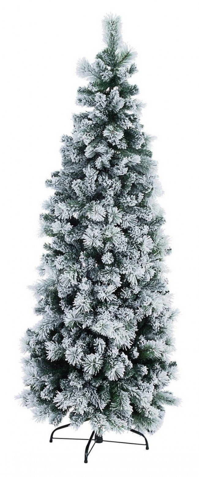 Albero di Natale Slim Praga Innevato Altezza 240cm con 1043 Rami