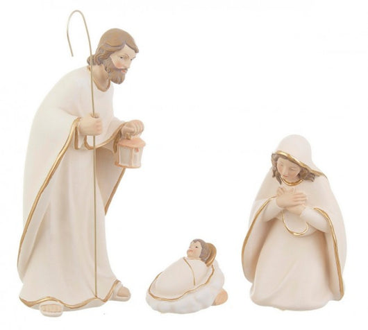 Natività  a 3 Figure Celestial Bianca Altezza 25cm (4 Pezzi)