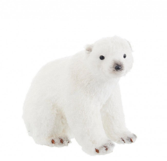 Orso Alaska Decorativo Seduto Colore Bianco Piccolo (3 Pezzi)
