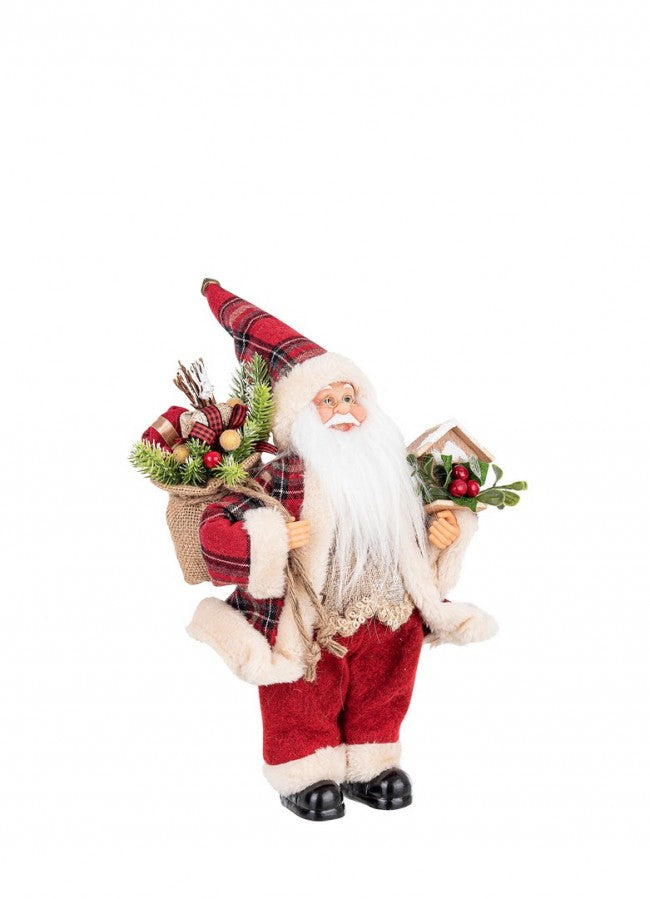 Babbo Natale Alwin in Posizione Verticale con Motivo Scozzese Piccolo (6 Pezzi)