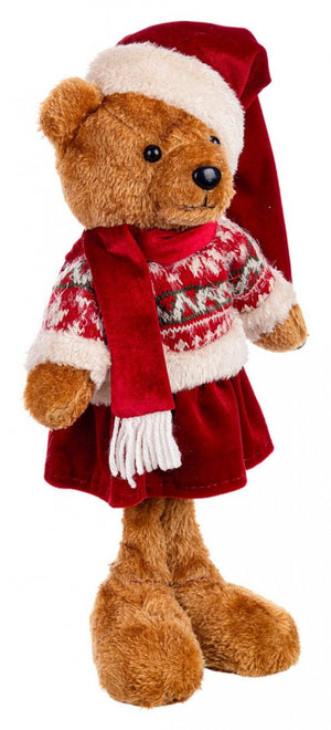 Orso Ralphy Decorativo con Gonna Rossa Altezza 40cm (4 Pezzi)