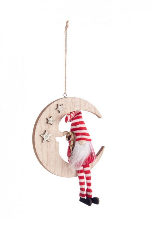 Pendaglio Even Luna con Babbo Natale Rosso Bianco (12 Pezzi)