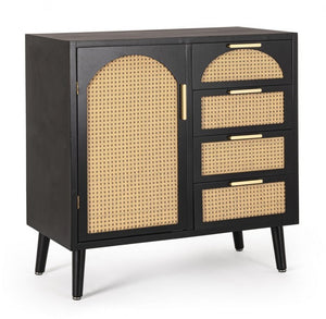 Credenza un'anta 4 cassetti nera ( Pezzi) - JOSIE