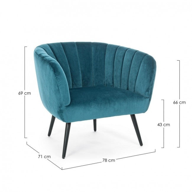 Poltrona stile scandinavo Blu Pavone - AVRIL