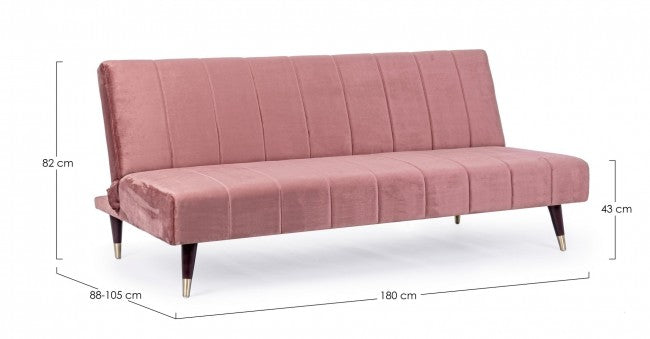 Divano Letto 3 posti Rosa - ALMA