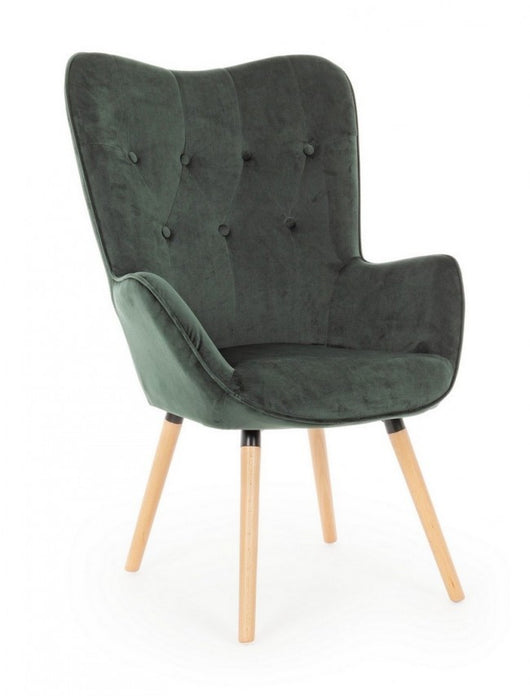 Poltrona di design moderno Velvet Verde Bosco - JULIET