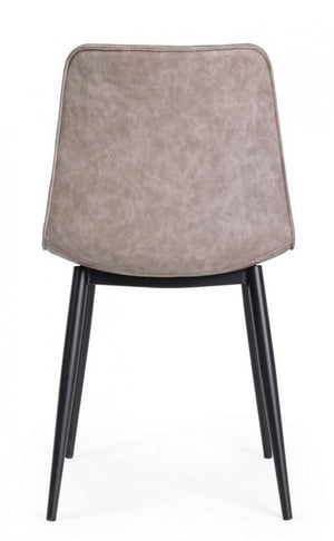 Sedia nera in Ecopelle Beige Vintage (2 Pezzi) - KYRA