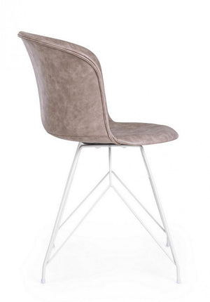 Sedia Bianca in Ecopelle Beige Vintage (2 Pezzi) - LOFT