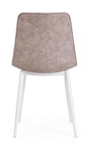 Sedia Bianca in Ecopelle Beige Vintage (2 Pezzi) - KYRA