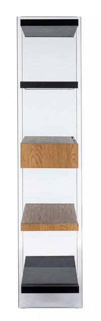 Libreria 4 piani 2 cassetti Wood nera - LINE