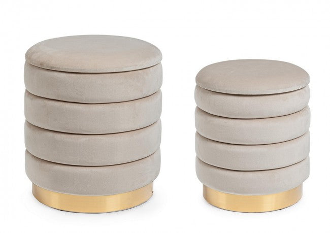 Set 2 Pouf Contenitore Darina Beige - POLINA