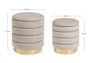 Set 2 Pouf Contenitore Darina Beige - POLINA