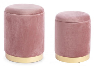 Set 2 Pouf Contenitore Rosa Antico - POLINA