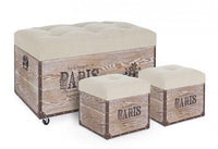 Set 3 Pouf Paris Corda - BROWN