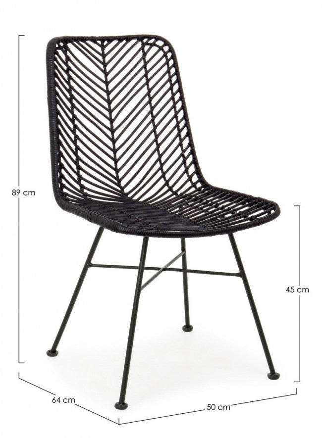 Sedia Lorena nera (2 Pezzi) - METAL RATTAN