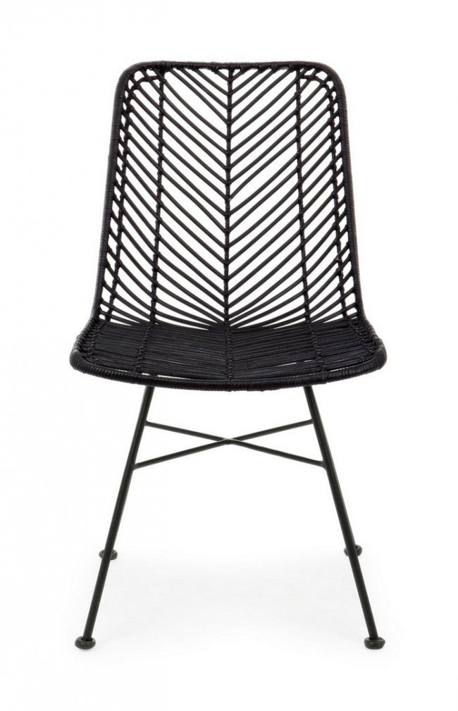 Sedia Lorena nera (2 Pezzi) - METAL RATTAN