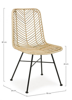 Sedia Lorena Naturale (2 Pezzi) - METAL RATTAN