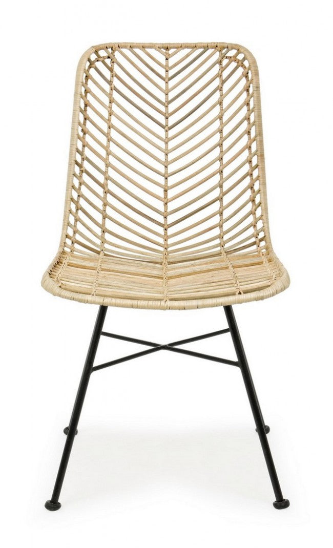 Sedia Lorena Naturale (2 Pezzi) - METAL RATTAN