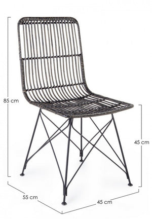 Sedia Lucila Kubu nera (4 Pezzi) - METAL RATTAN