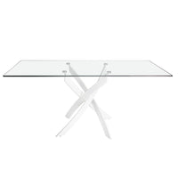 Tavolo da pranzo rettangolare 160x95x75 cm in vetro design moderno