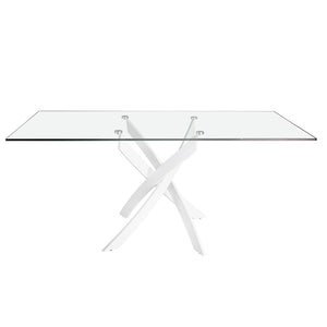 Tavolo da pranzo rettangolare 160x95x75 cm in vetro design moderno