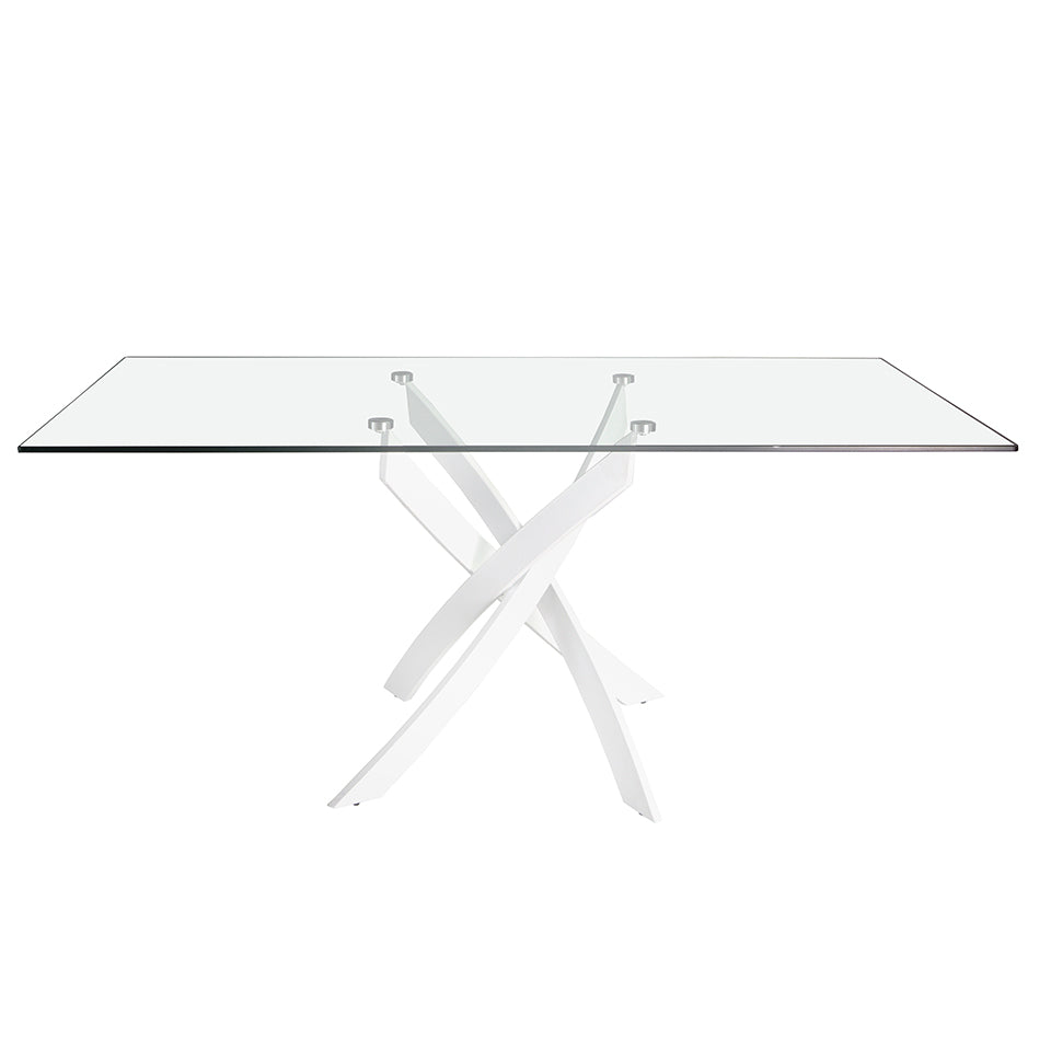 Tavolo da pranzo rettangolare 180x95x75 cm in vetro design moderno