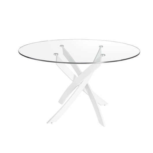 Tavolo da pranzo rotondo diametro 130x75 cm in vetro design moderno