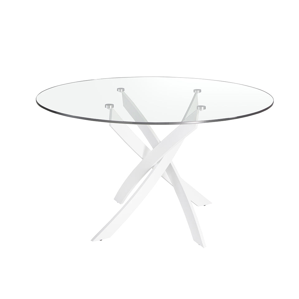 Tavolo da pranzo rotondo diametro 130x75 cm in vetro design moderno