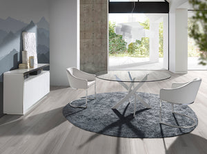 Tavolo da pranzo rotondo diametro 130x75 cm in vetro design moderno